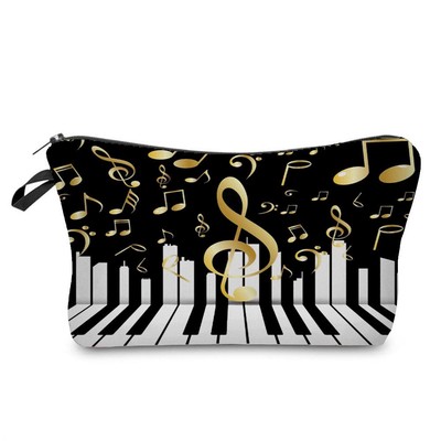 Piano Musical Note Cosmetic Bag for Women Cute Small Makeup Bag for Purse Tra