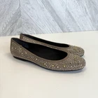 Stuart Weitzman Ballet Flats Shoes Beige Tan Crystal Studded Womens Size 9