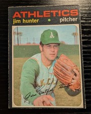 VINTAGE BASEBALL CARD OPC 1971 OAKLAND ATHLETICS JIM CATFISH HUNTER Great Shape