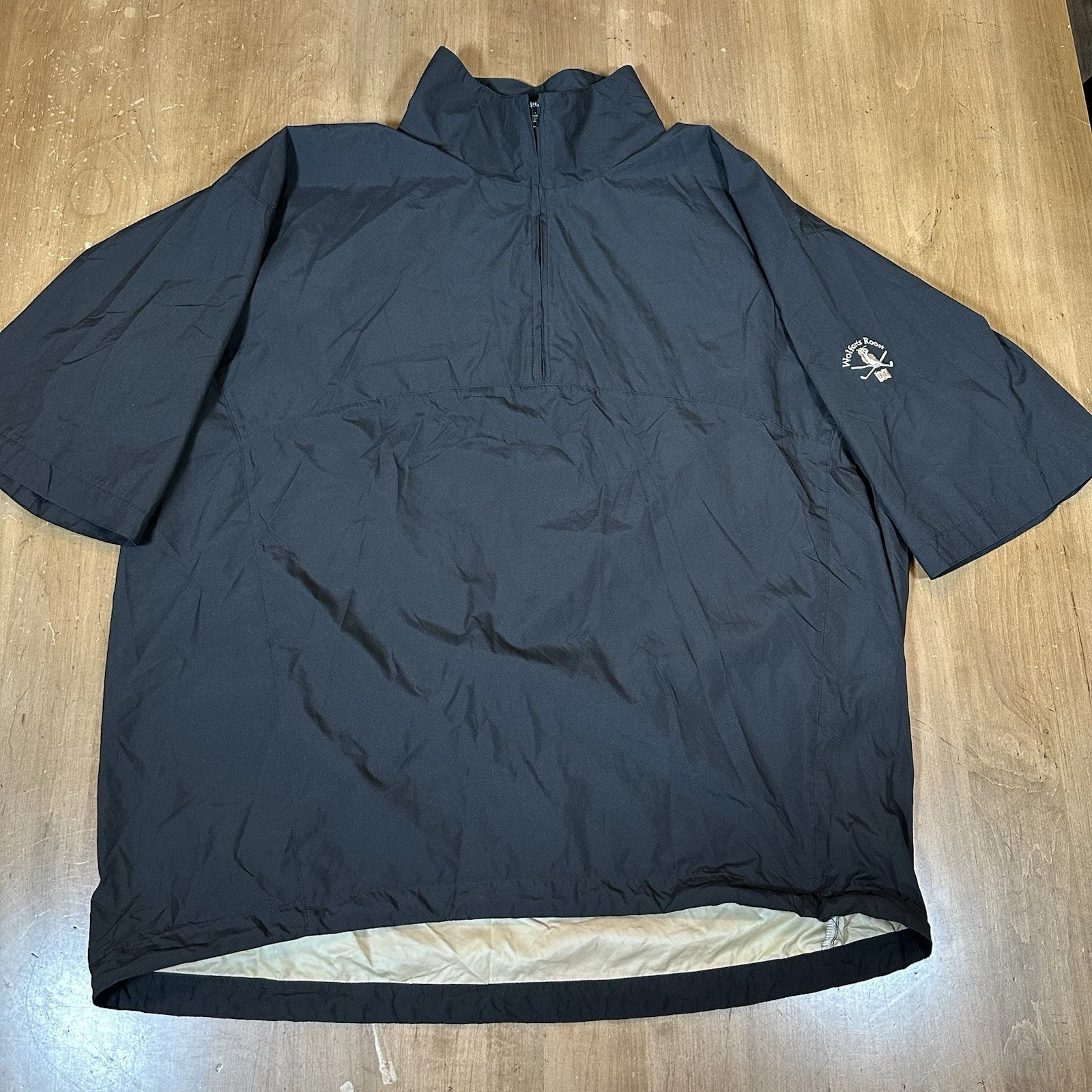 Zero Restriction Wind Stopper Mens Medium Black 1/2 Zip Short Sleeve Golf Logo