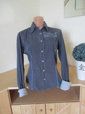 Gaastra Damen Bluse Gr. L = Gr. 40 schwarz-weiß gestreift langarm