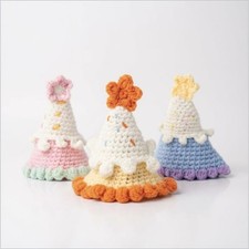 Handmade Crochet Multicolor Baby Party Hats 4 x 4.25 Inch Yarn Set