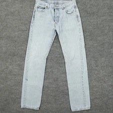 Levis 501 Mens Jeans 33x36 Blue Original Fit Straight Leg Button Fly Light Wash