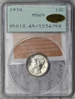 New Listing1938-P Mercury Dime MS65 Gold CAC Old Rattler Holder Rare Gold CAC! #5FVU