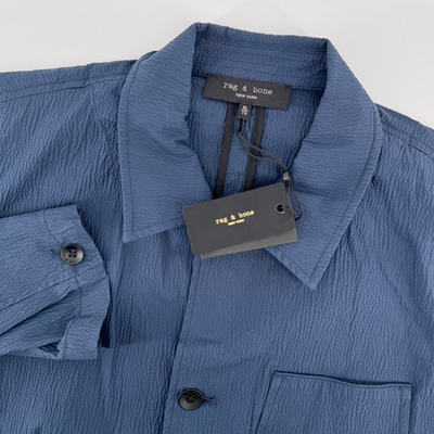 #ad #ad Rag amp; Bone Chore Jacket Mens XL Navy Textured Seersucker Cotton MBW24S2020SDML $69.99