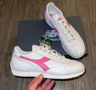 NWT Diadora Women's White and Pink Leather CROSS JB Sneakers size 10 men s 8.5