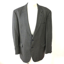 Jos. A Bank 44R 100 Wool Blend Button Sport Coat Jacket Houndstooth Gray Yellow