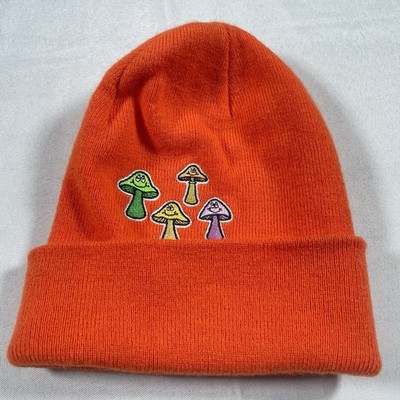 Neff Men's Orange Mushrooms ''Fun Guy'' Fold Beanie Hat, One Size.