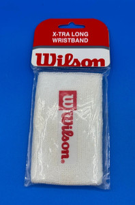 Wilson X-Tra Long Wristband White Red Logo Super Absorbent WRZ1265 3" x 5"