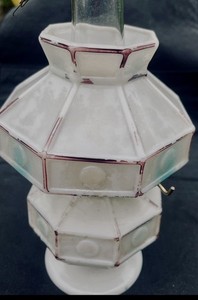 Vintage Milk Glass Dot & Block Miniature Oil Lantern