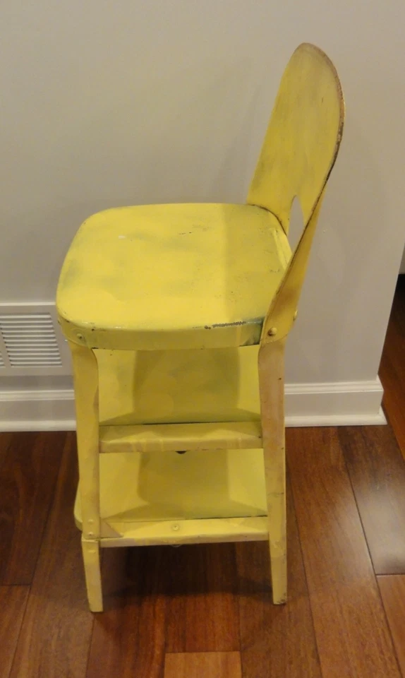 Vintage Original Metal Two Step Stool Chair Pullout Footrest  50’s  34.25 Inches - Image 2 of 4
