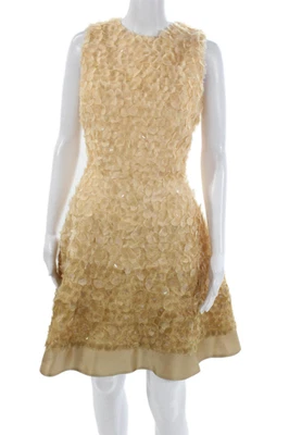 Fabiola Arias Damen A-Linie Knielang Beige Polyester Kleid Ärmellos Größe 10 - Bild 1 von 4