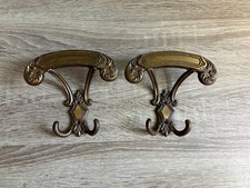 Vintage Pair of Coat Hanger Hook Mid Century Hat Rack Metal Design Brass