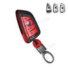 Red TPU Leather Smart Key Fob Case Chain For BMW 2 3 5 6 7 Series X1 X2 X3 X4 X5
