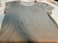 Rae Dunn Women's Coffeeplease SS T Shirt Shorts 2pc Pajama Set XL Gray  Mauve