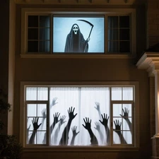 AAJK 80in Rear Projection Screen for Halloween, Portable Window Projector Scr...
