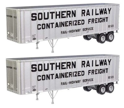 Walthers SceneMaster HO Flexi-Van 40' Trailer 2-Pack Assembled Southern 949-2614