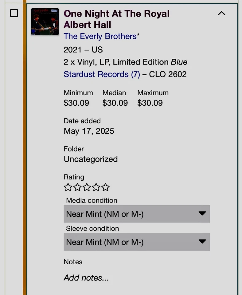 THE EVERLY BROTHERS “ONE NIGHT AT THE ROYAL ALBERT HALL” NM/NM vinyl 2LP Foto 2 de 3