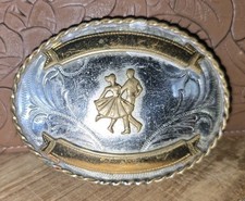 Vtg Valley Stampers Square Dance Belt Buckle, 1973 Nickel Silver