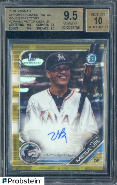 2019 Bowman Chrome Gold Refractor Victor Mesa Jr RC /50 BGS 9.5 mit 10 Auto