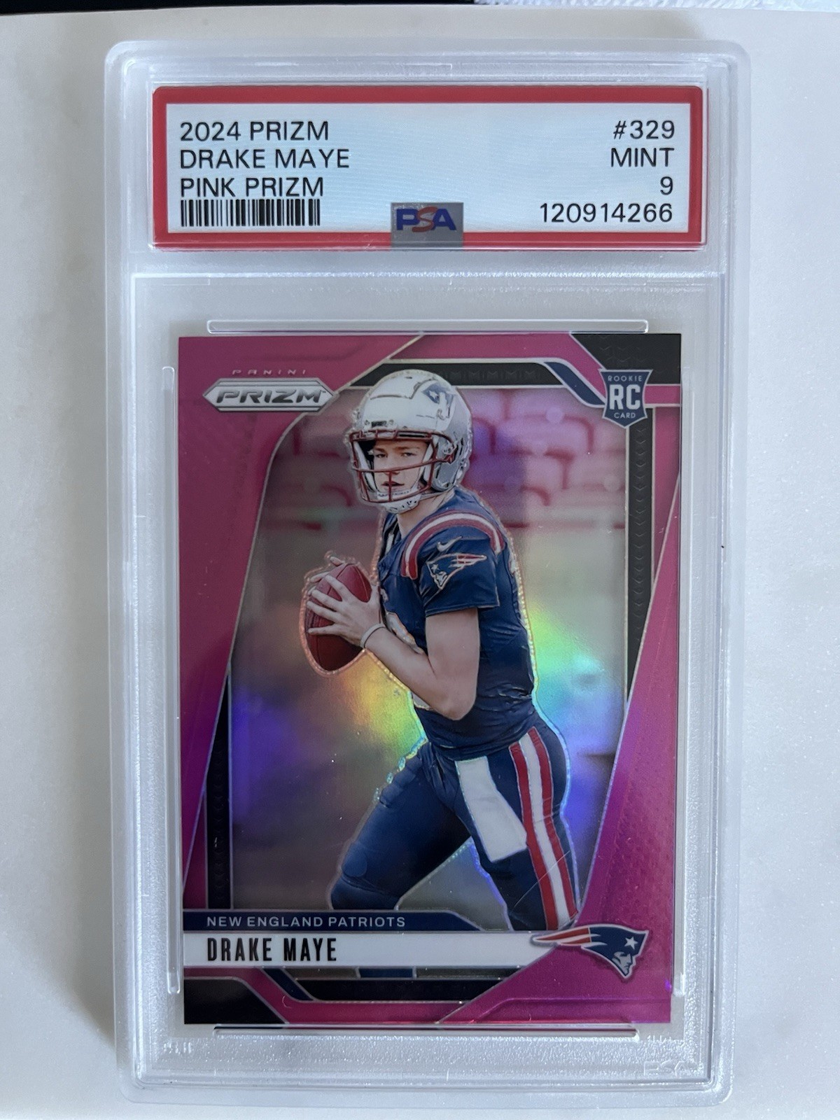 2024 Panini Prizm Drake Maye Pink Prizm Rookie PSA 9 #329