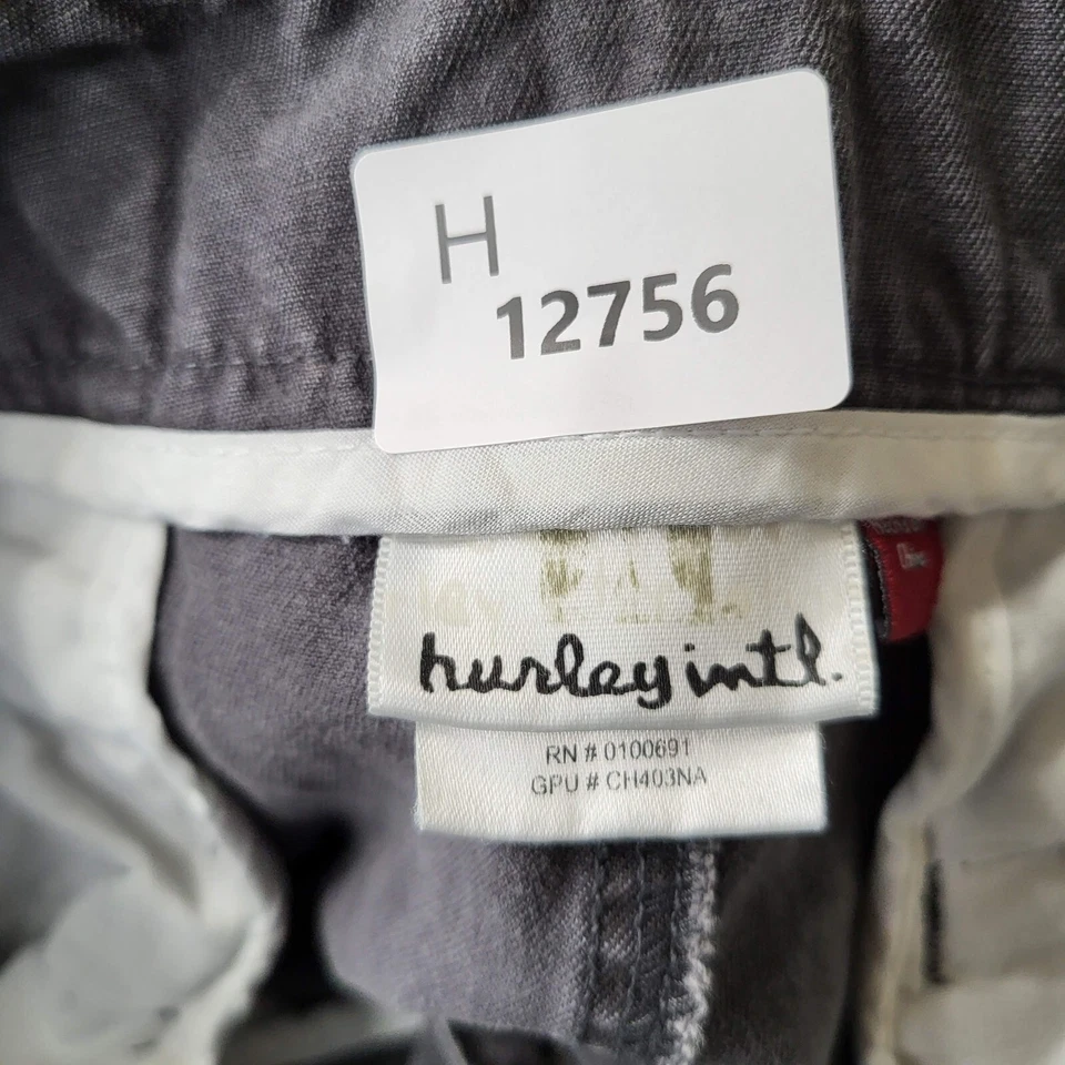 Hurley Men Shorts 34 Gray Y2K Cargo Logo Pockets Baggy Skate Grunge - Image 2 of 4