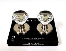 BENO 2 BRUSHED SILVER  FINISH CLEAR CRYSTAL SPHERE DRAWER,CABINET,DRESSER KNOBS