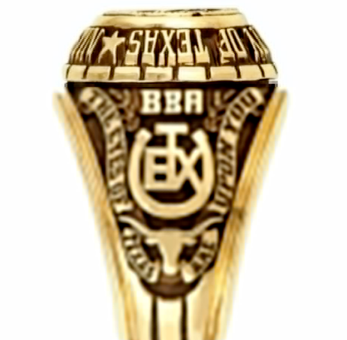 Anillo Aggie Austin redondo de 2 quilates creado en laboratorio de la Universidad de Texas de oro amarillo 14 K sobre - Imagen 4 de 5