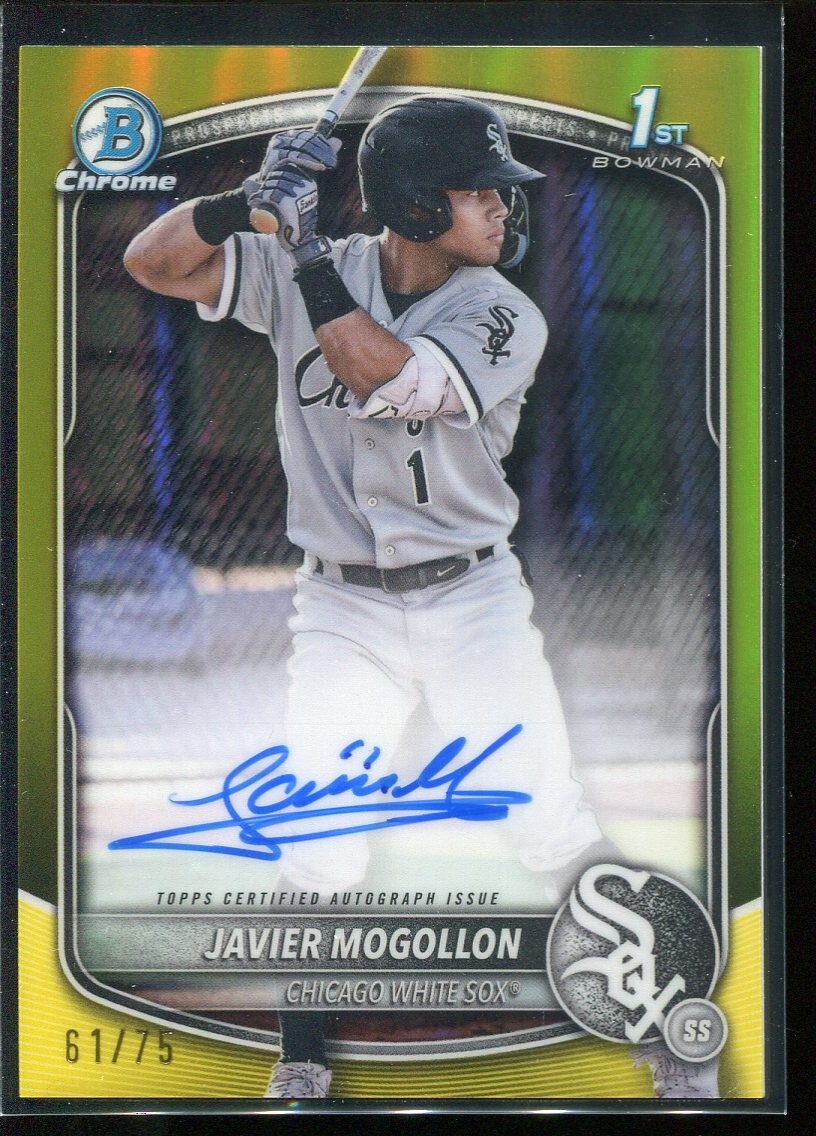 2025 Bowman Chrome Javier Mogollon 1st Auto Yellow Refractor /75 #CPA-JMO Sox