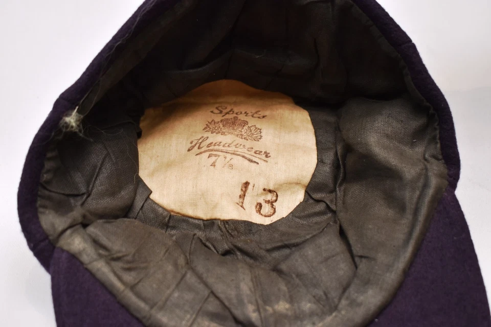 Vintage Wool Cricket Cap Purple Sports Headwear Size 7 1/8 Circa 1930s - Image 4 of 4