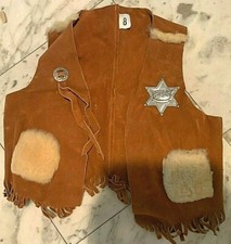 VINTAGE Boy's or Girl's Cowboy or Cowgirl Suede and Wolly Vest