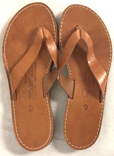 KOUROS GREEK WOMENS LEATHER SANDALS HANDMADE ROMAN THONG SANDALS FLIP FLOPS SZ 9 | eBay