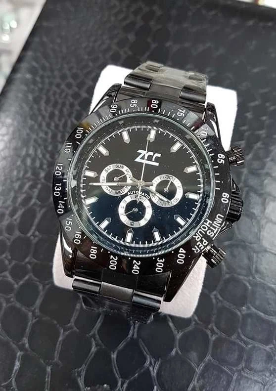 Orologio Polso Zcc Uomo Automatico Cronografo Elegante Nero Quad Nero lac