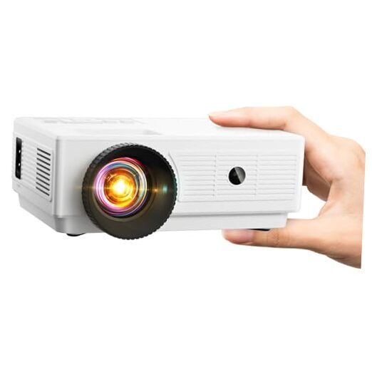 Portable Mini Bluetooth Projector with HD 1080P Support in White-image