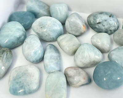 Aquamarine tumbled stone tumbled aquamarine pebble polished pocket stone 