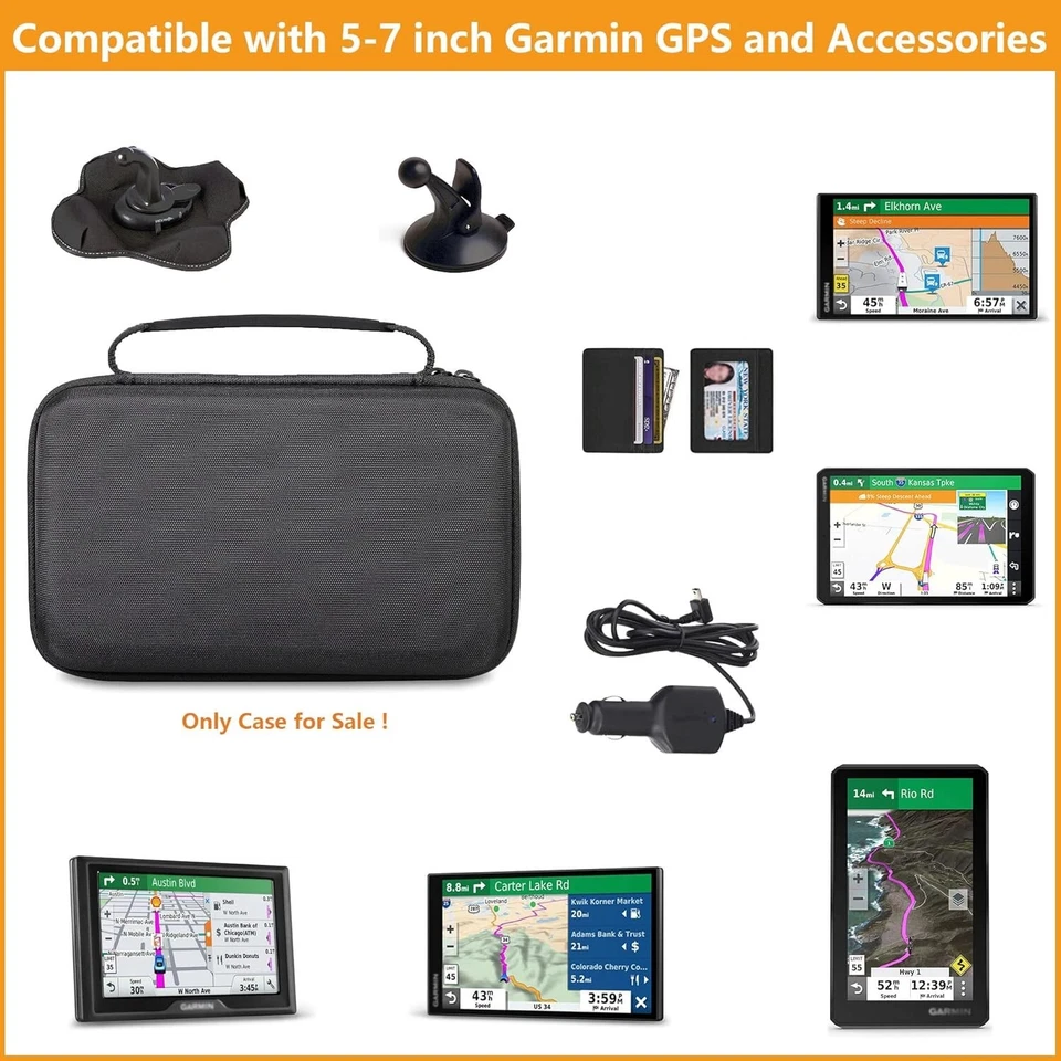 Estuche rígido compacto resistente al agua para Garmin GPS - Perfecto para dispositivos de 6-7 pulgadas Foto 4 de 4