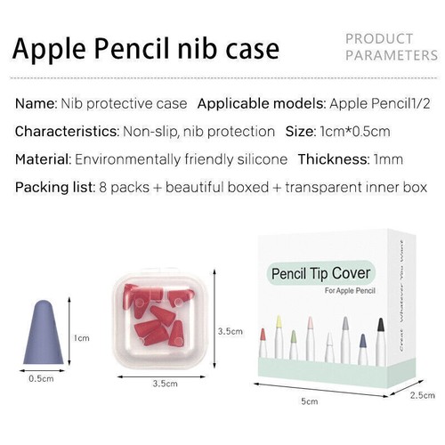 8PCS Silicone Touch Pen Nib Case Tip Cover For Apple Pencil 1st / 2nd Generation - Photo 12/21