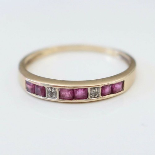 Bague Bande En Argent 925 Avec Rubis Naturels - Style Minimaliste Et Empilable - Fait Main En Inde - Taille Sur Mesure