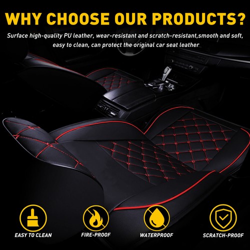 2X Seat Covers Full Set Black+Red For 07-22 Chevy Silverado 1500 2500HD 3500HD - Picture 5 of 9