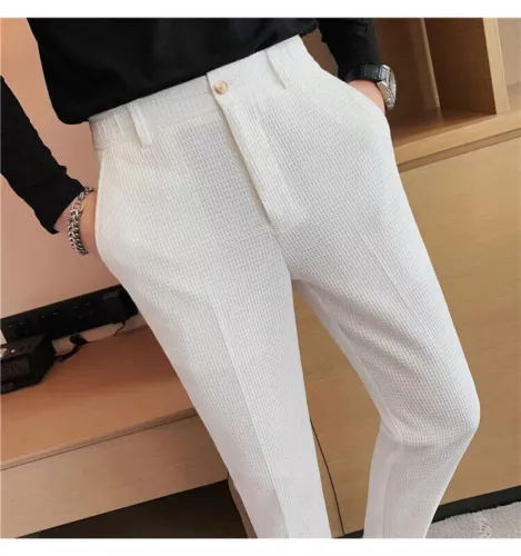 Business Casual Suit Pants For Men Clothing Fit Formal Wear Trousers 36 - Imagen 23 de 30