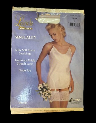 Levante Bridal Sensuality Panna 2 Medium Lace Top Stockings Original Package
