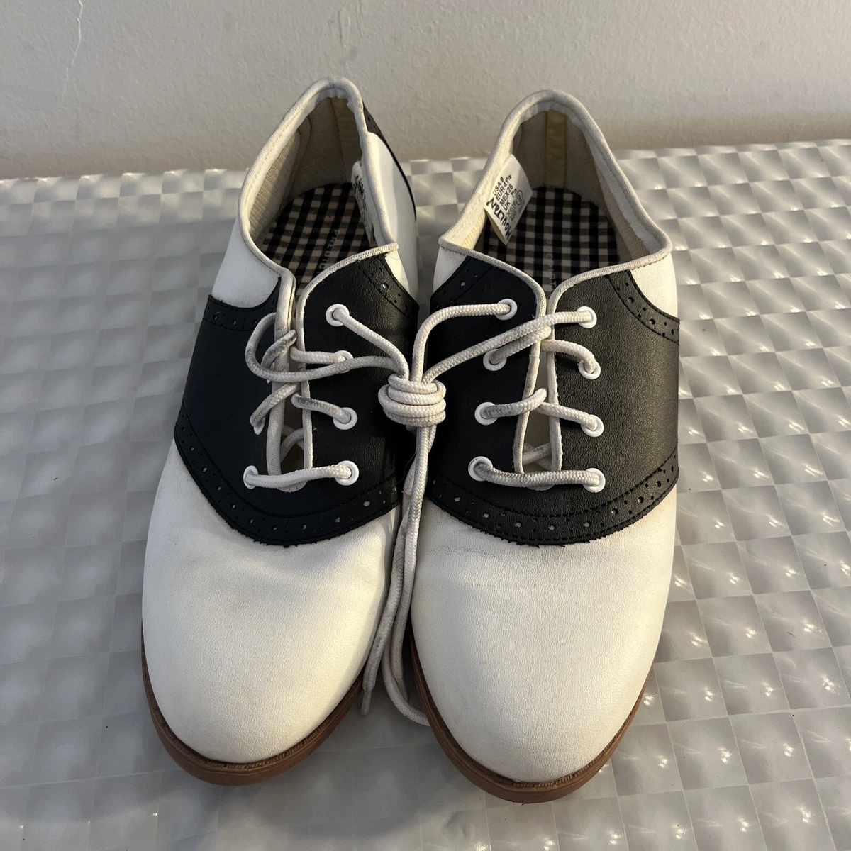 Predictions SADDLE Women s Shoes Black White Lace Up Oxford Sz 9