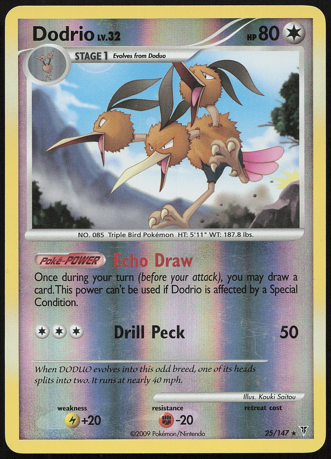 Pokemon Supreme Victors Dodrio Rare Reverse Holo 25/147 Card Light PLay