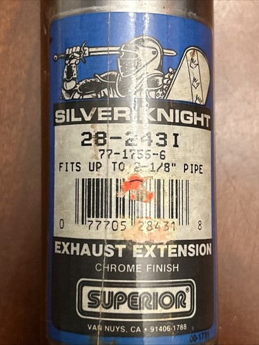 Vintage Superior Silver Knight Exhaust Extension Up To 2-1/8” Tail Pipe Chrome - Picture 2 of 7