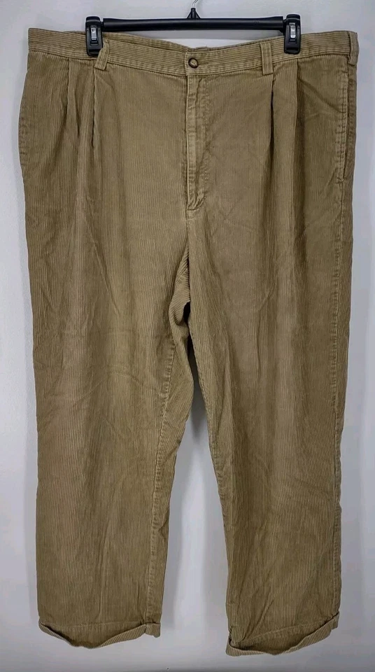 Vintage Eddie Bauer Wide Wale Corduroy Pants Men's Tall Size 44x30 Brown Cuffed - Image 3 of 4