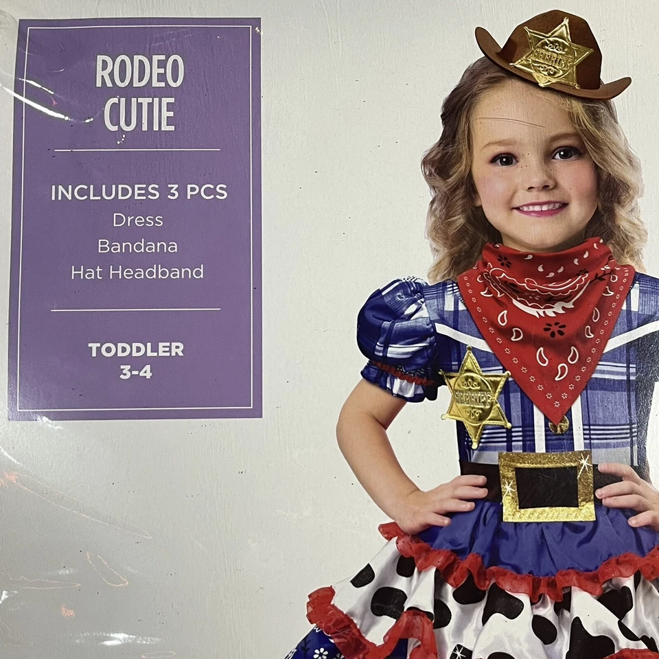 Fantasia Rodeio Cutie Halloween Fantasia Vestido Feminino Tamanho 3-4 T Anos NOVO COM ETIQUETAS - Imagem 4 de 4