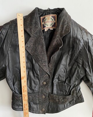 Vintage Paris Sport Club black leather paisley late 80's 90's