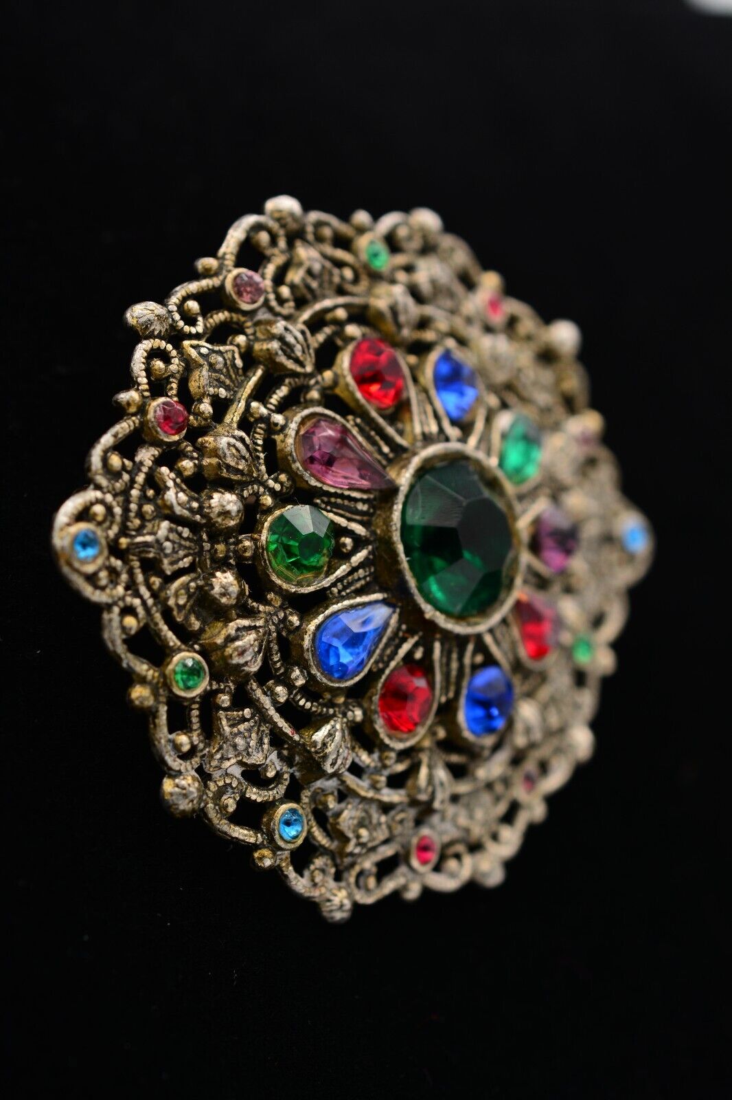 Vintage Crystal Pin Brooch Multi-Color Rhinestone… - image 3