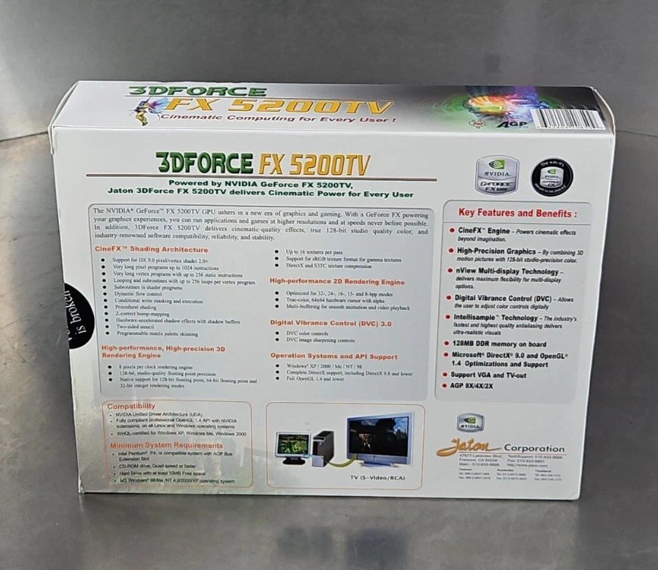 3DFORCE FX-5200 TV 82208D/V5 JATON PCI-E PCI EXPRESS 64MB VIDEO CARD.      3C-11 - Image 3 of 4