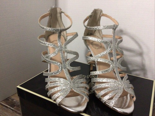 NEW I. Miller MARIANE Silver Strappy Caged Sparkle T-strap Princess Wedding 6.5 - Picture 6 of 6